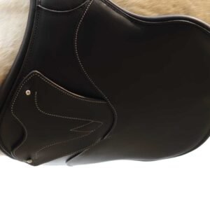 Tajmahal leather stud girth with carabiner cover panel