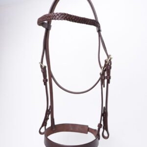 Leather hunt cavesson bridle including reins
