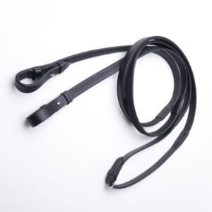Leather Reins with Rubber Grip - Black