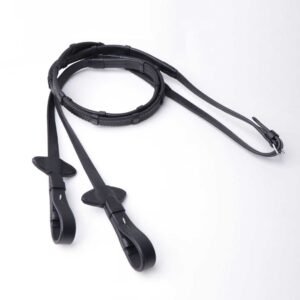 Rubber Reins with Stoppers - Black
