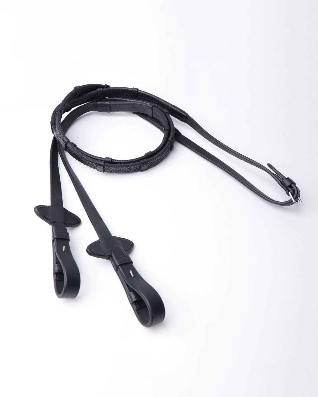 Rubber Reins with Stoppers - Black