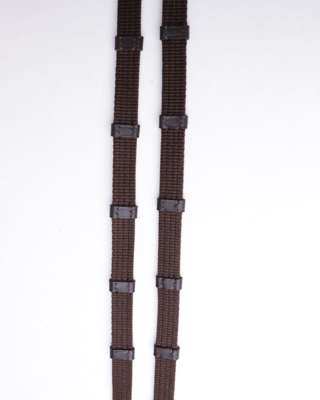 Leather Web Rein with Stoppers - Brown - Image 3