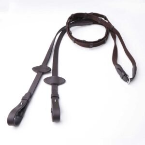 Leather Web Rein with Stoppers - Brown