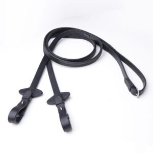 Leather Rubber Rein - Black