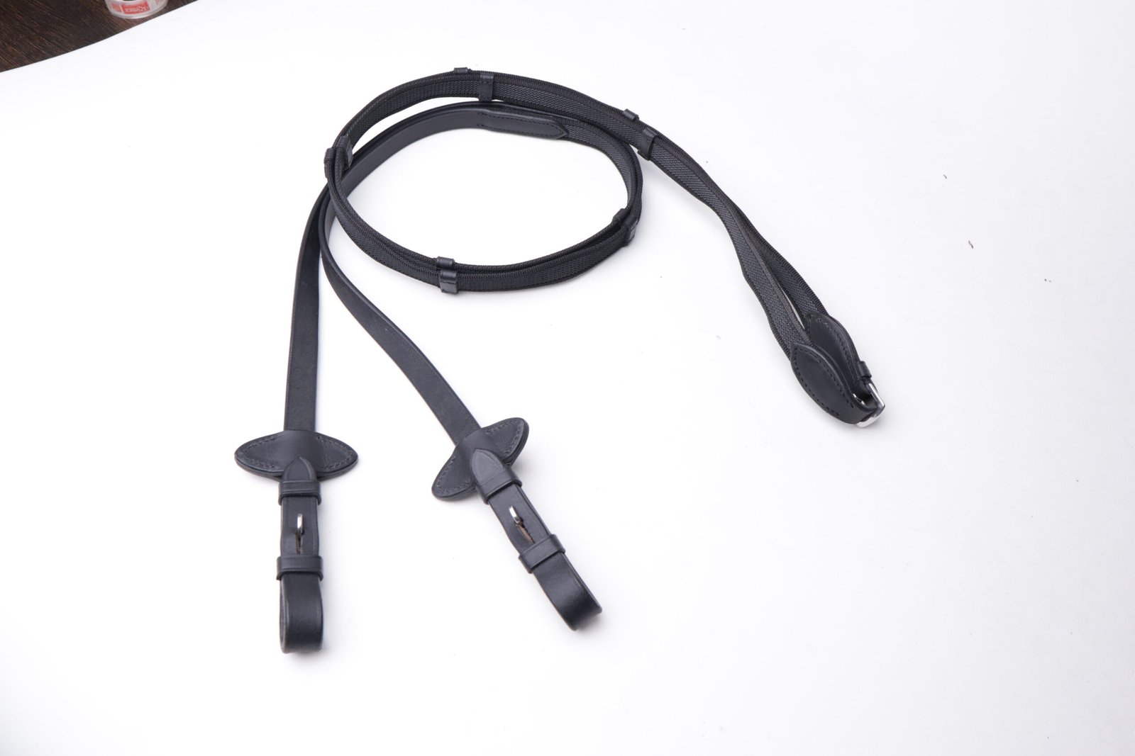 Leather Grip Rein with Stopper Changment - Black